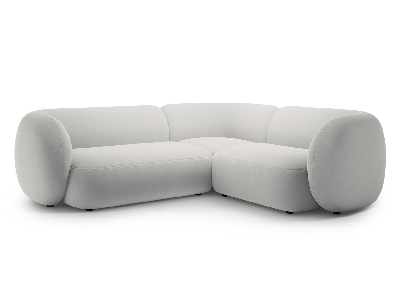 Coltar dreapta 4 locuri, Kate, Micadoni Home, 252x220x76 cm, catifea, gri deschis Colțare 2